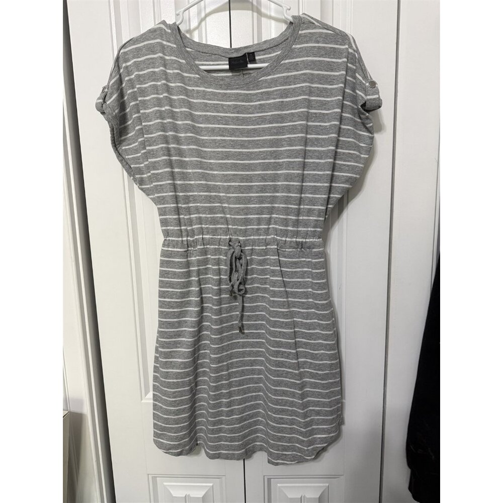 Rafaella Dress Womens Medium T Shirt Gray Striped Blouson Short